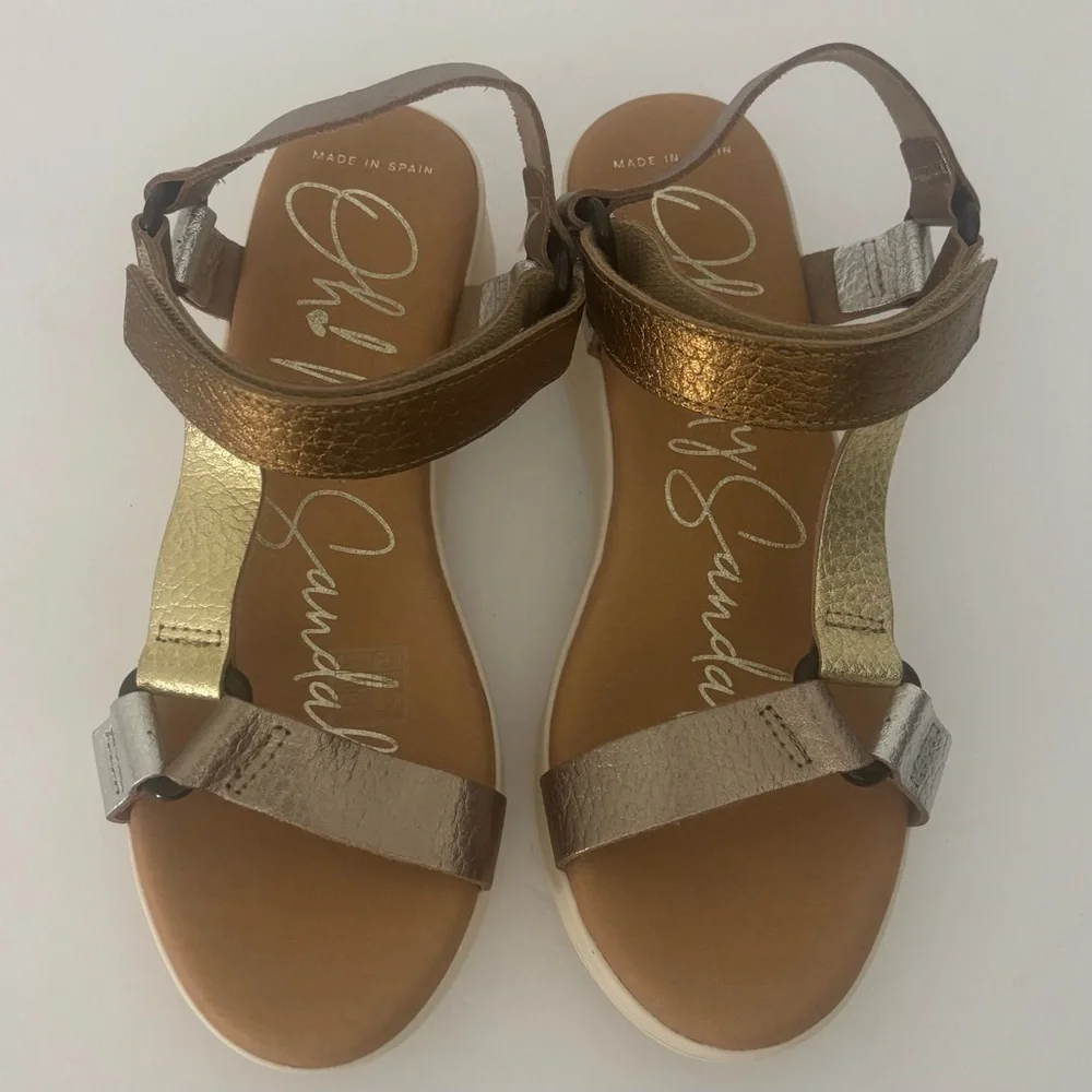 Oh! My Sandals Metallic Multi-Strap Platform Sandals Made in Spain EU 38 US 8